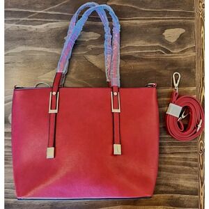 La Terre Red Fashion Vegan Leather Handbag Purse Crossbody Strap NWT